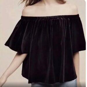Sunday in Brooklyn Black Velvet Off The Shoulder Top Size S